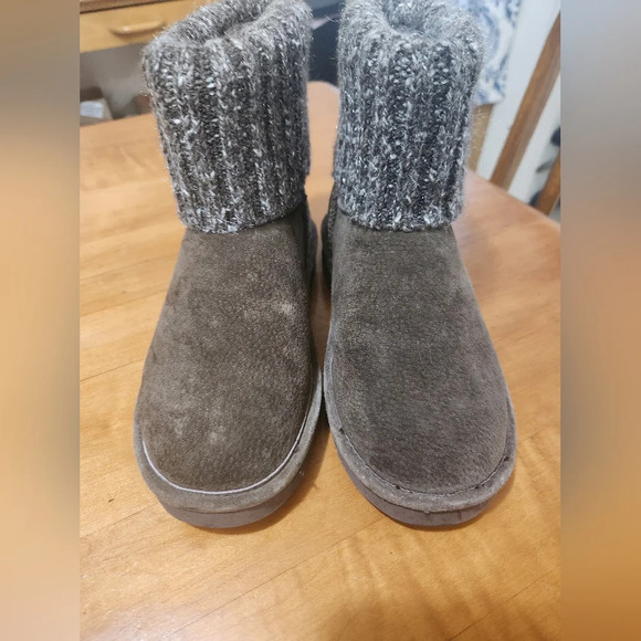 Lamo Brown Suede Sweater Cuff Boot Faux Fur Size 7 - Picture 4 of 10